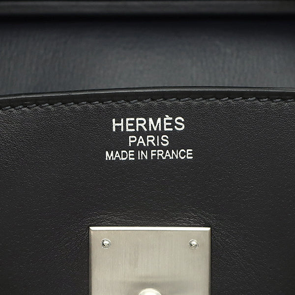 エルメス HERMES バーキン35 ブルーオーシャン ハンドバッグ シルバー金具 紺 黒