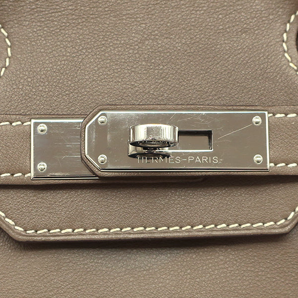 エルメス HERMES バーキン30 エトゥープ レザー ハンドバッグ シルバー金具 グレージュ