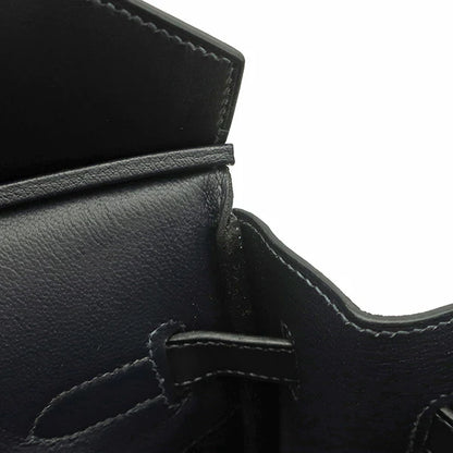 エルメス HERMES バーキン35 ブルーオーシャン ハンドバッグ シルバー金具 紺 黒