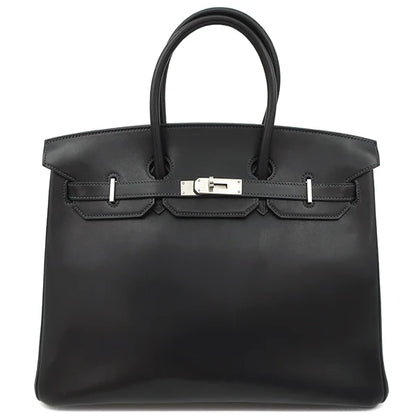 エルメス HERMES バーキン35 ブルーオーシャン ハンドバッグ シルバー金具 紺 黒