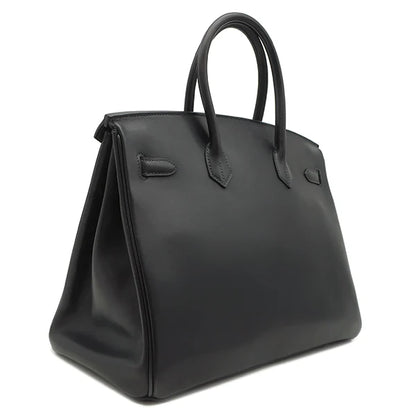 エルメス HERMES バーキン35 ブルーオーシャン ハンドバッグ シルバー金具 紺 黒