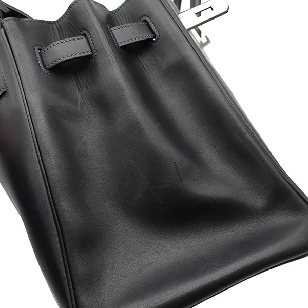 エルメス HERMES バーキン35 ブルーオーシャン ハンドバッグ シルバー金具 紺 黒