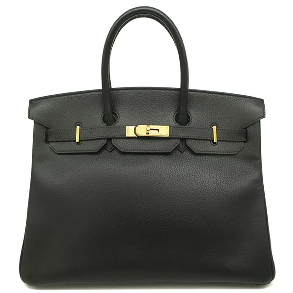 エルメス HERMES バーキン35 ブラック アルデンヌ ハンドバッグ ゴールド金具 黒 リカラー有