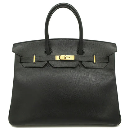 エルメス HERMES バーキン35 ブラック アルデンヌ ハンドバッグ ゴールド金具 黒 リカラー有