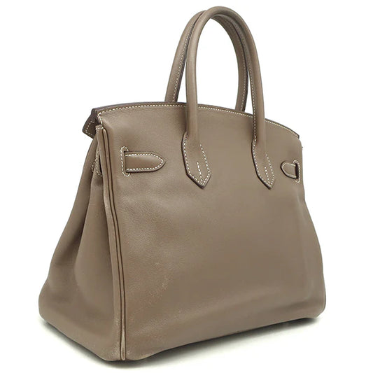 エルメス HERMES バーキン30 エトゥープ レザー ハンドバッグ シルバー金具 グレージュ