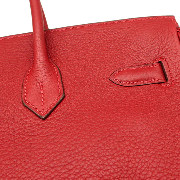 エルメス HERMES バーキン35 ルージュカザック トリヨンクレマンス ハンドバッグ シルバー金具 赤