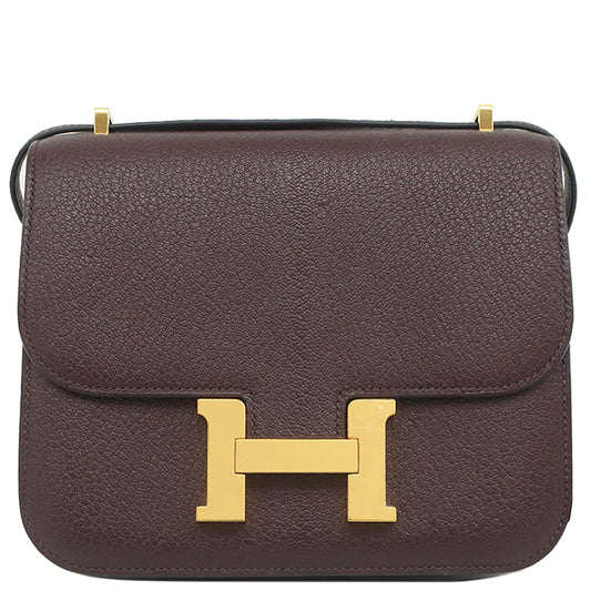 エルメス HERMES コンスタンス3 ミニ ハバナ シェーブル ショルダーバッグ シルバー金具 茶